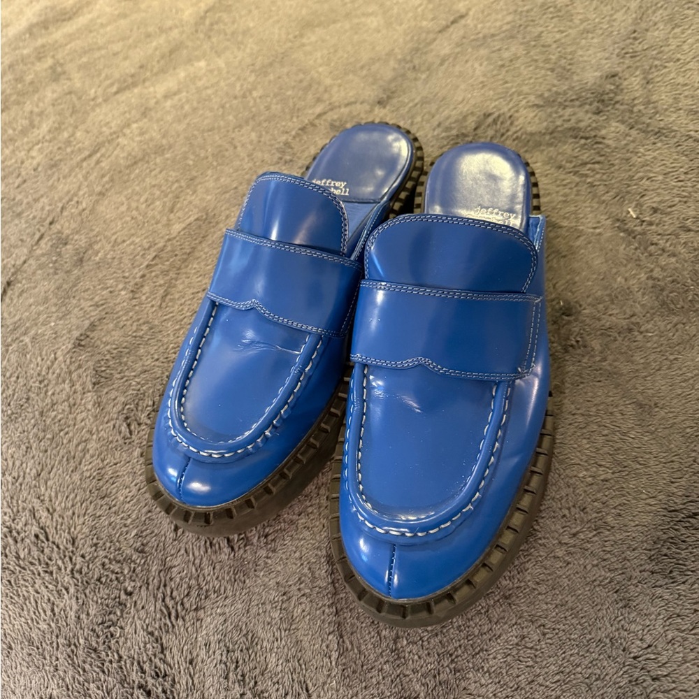 Jeffrey Campbell Royal Blue Mules with Black Sole - Picture 2 of 8